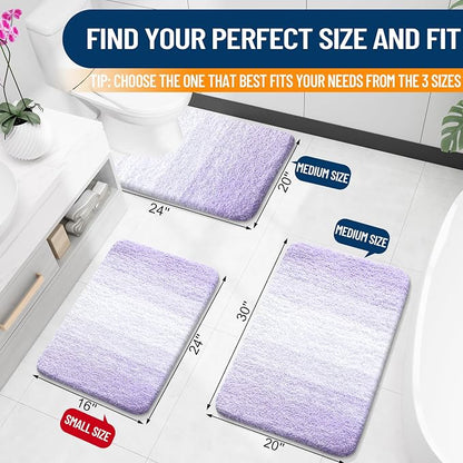 OLANLY Bathroom Runner Rugs Mat 59x24, Extra Soft Absorbent Microfiber Bath Rug, Rubber Backing, Quick Dry, Washable Long Bath Mats for Bathroom, Tub and Shower, Home Decor Accessories, Light Purple