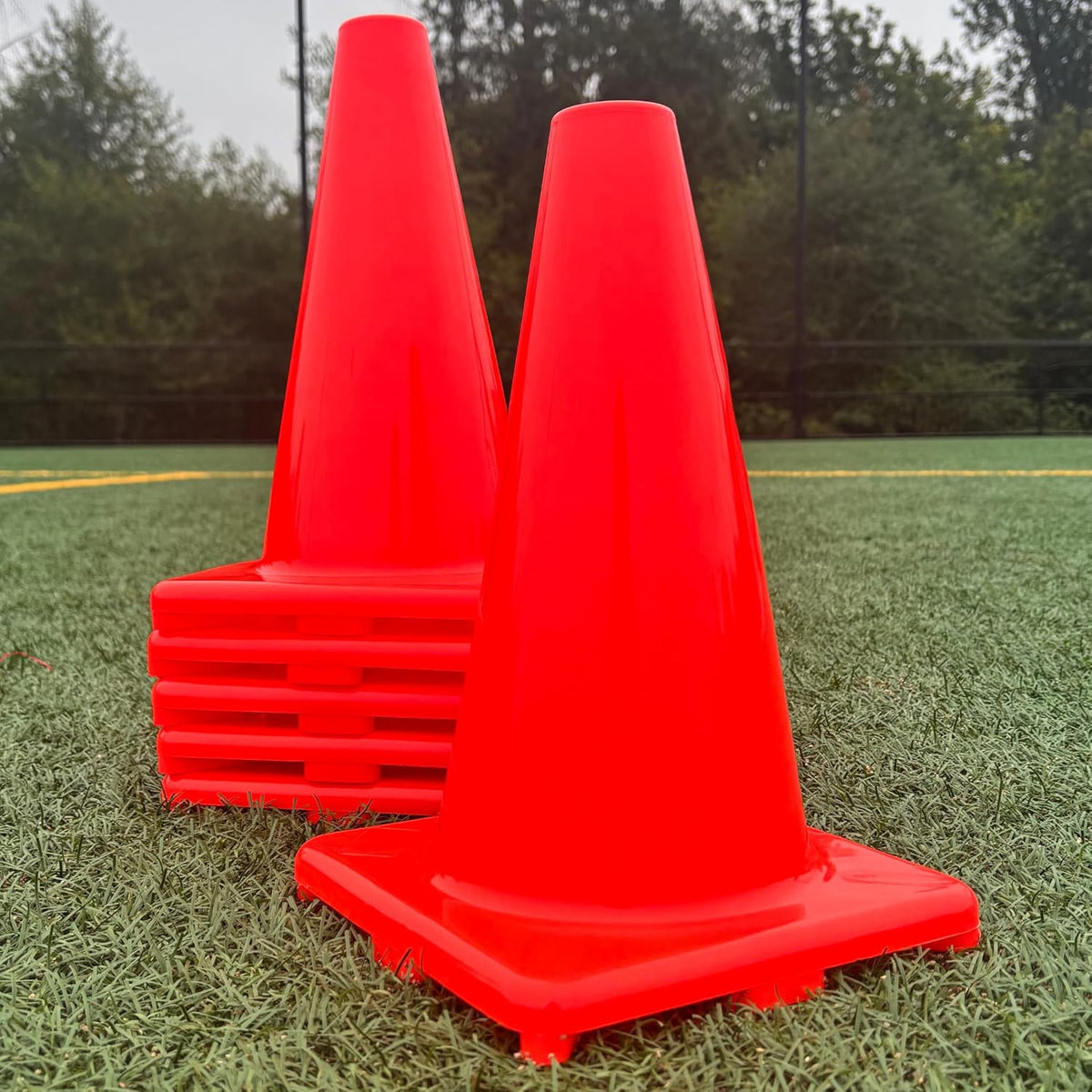 LVL10 Pro Training Cones - 12" Large Soccer Cones for Sports Training - for Basketball, Football, Basketball and Agility Drills - Soccer Field Markers That Won't Crack, Slide or Fly