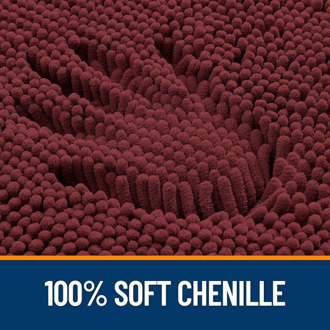 OLANLY Large Bathroom Rugs 50x30, Soft Absorbent Chenille Bath Rugs, Rubber Backing Quick Dry, Machine Washable Bath Mats for Bathroom Floor, Tub and Shower, Home Decor Accessories, Andorra Red-Brown