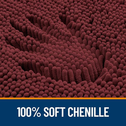 OLANLY Large Bathroom Rugs 50x30, Soft Absorbent Chenille Bath Rugs, Rubber Backing Quick Dry, Machine Washable Bath Mats for Bathroom Floor, Tub and Shower, Home Decor Accessories, Andorra Red-Brown