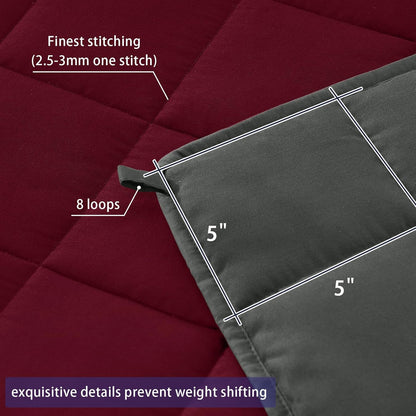 yescool Weighted Blanket for Adults (15 lbs, 60" x 80", Red Grey) Cooling Heavy Blanket for Sleeping Perfect for 110-130 lbs, Queen Size Breathable Blanket with Premium Glass Bead, Machine Washable