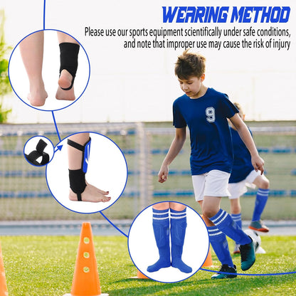 Soccer Shin Guards and Socks Kids Youth Lightweight Soccer Pads Defender with Ankle Protection Ski Shin Guards Football Equipment for Age 4-14 Toddler Boys Girls Teens