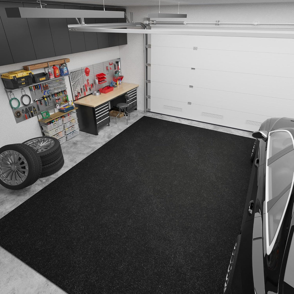 Ottomanson 6'6" x 14' Hallway Runner with Scraper Pile - Extra Durable Non-Slip Rug Mat for Indoor & Outdoor Use - Ideal for Kitchen, Entryway & Garage - High-Traffic Carpet, Black