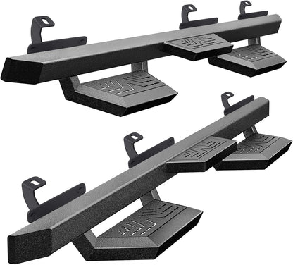 Running Boards Compatible with 2018-2025 Jeep Wrangler JL 4 Doors, Carbon Steel Coated Black Side Steps Nerf Bars
