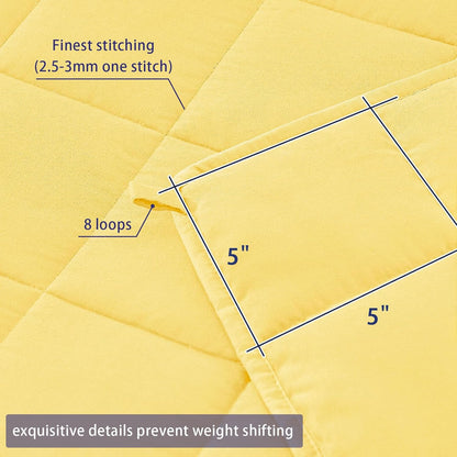 yescool Weighted Blanket for Adults (15 lbs, 48" x 72", Yellow) Cooling Heavy Blanket for Sleeping Perfect for 160-180 lbs, Twin Size Breathable Blanket with Premium Glass Bead, Machine Washable