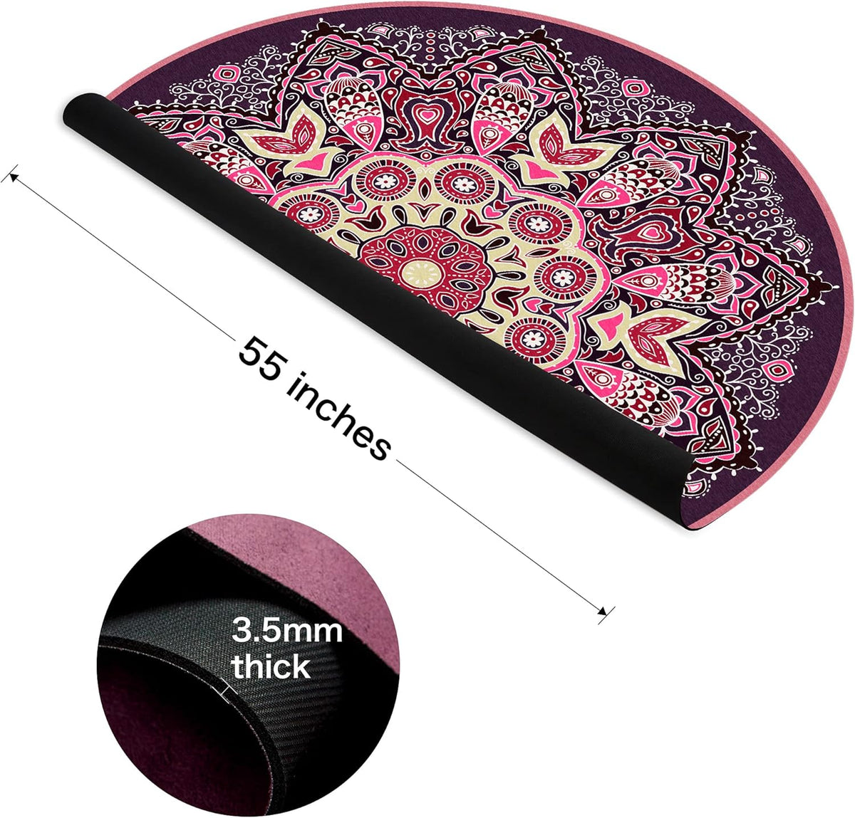 Knsbk Large Round Yoga Mat 4.6'X3.5mm for Exercise Premium Extra Thick, Ultra Comfortable, Non Slip, Meditation Mat