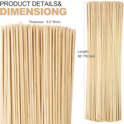 Suclain 500 Pcs Marshmallow Roasting Sticks 30" Long 5mm Thick, Smores Sticks Bamboo Skewers BBQ Kabob Grilling Barbecue Roasting Camping for Outdoor Fire Pits Campfires