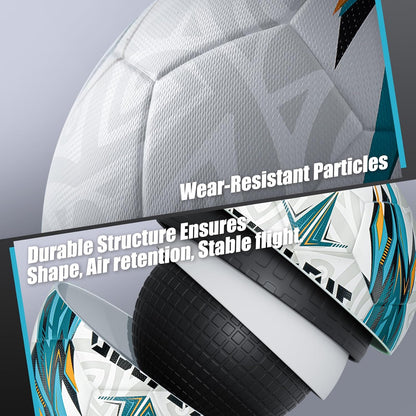 Soccer Ball Size 5 for All Age Recreational or Professional Outdoor Practice, PU Official Size&Weight, Size 5 Soccer Ball for Boys Youth Adults College Team, Ideal Gifts with Pump and Carry Net
