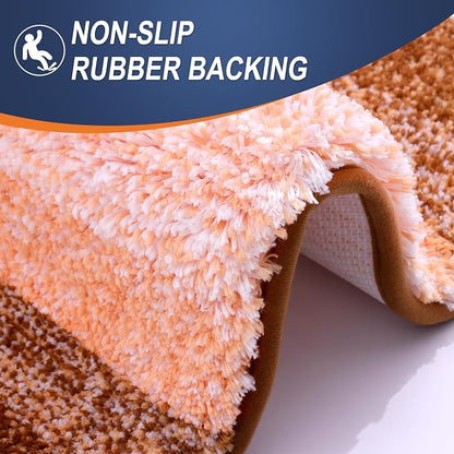 OLANLY Luxury Toilet Rugs U-Shaped 24x20, Extra Soft and Absorbent Microfiber Bathroom Rugs, Non-Slip Plush Shaggy Bath Mat, Machine Wash Dry, Contour Bathroom Mats for Toilet Base, Orange