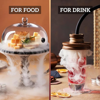 Food and Drink Smoker Kit with Smoke Gun, 8" Smoking Cloche Glass Dome, Acacia Cocktail Smoke Top and Wood Chips (Apple & Cherry) - Whiskey Smoker Kit - Gifts for Men