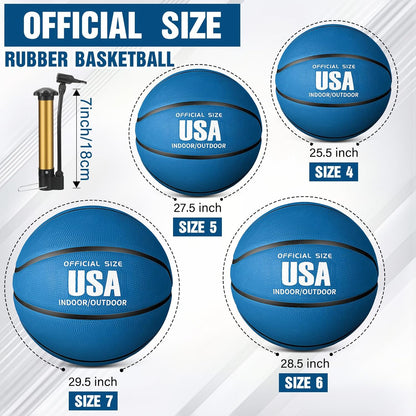 Jenaai 6 Pcs Rubber Basketballs Official Size Bulk Streetballs Multicolor Basket Balls with Pump Plain Basketball Set for Adult Youth Gifts Indoor Outdoor Training Games