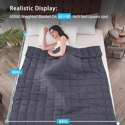 yescool Weighted Blanket for Adults (20 lbs, 60” x 80”, Grey) Cooling Heavy Blanket for Sleeping Perfect for 190-210 lbs, Queen Size Breathable Blanket with Premium Glass Bead, Machine Washable