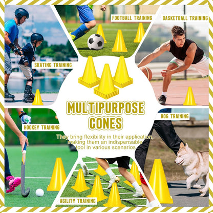 Syhood 30 Pack 7 Inch Plastic Traffic Cones Sports Training Agility Marker Mini Cones for Soccer, Skating, Football, Basketball, Indoor and Outdoor Games Sports Practice Equipment