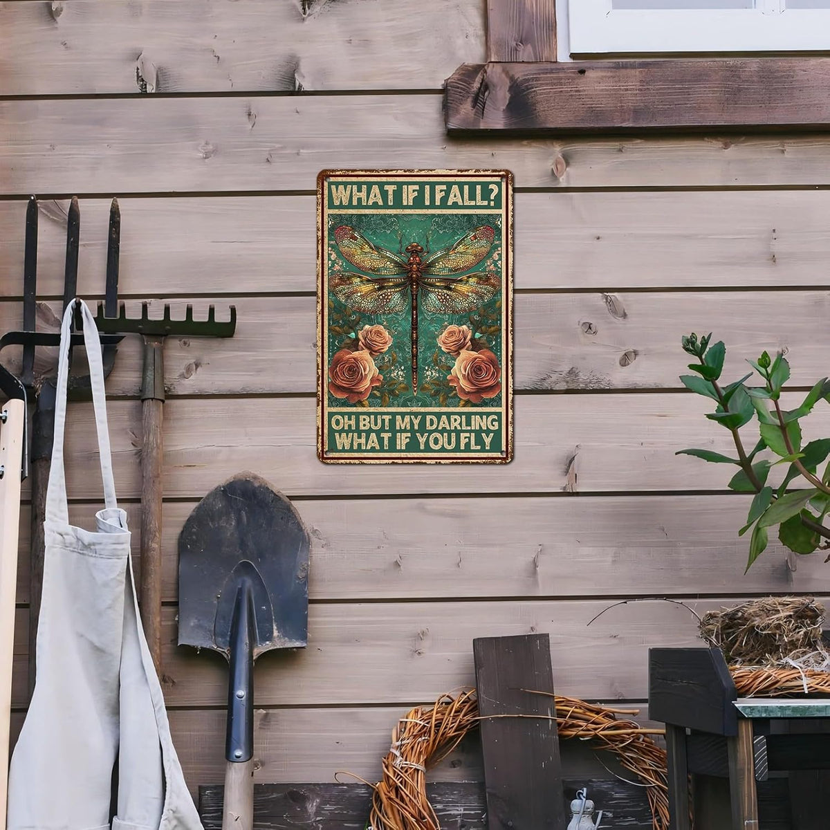 Vintage Tin Sign What If You Fly Tin Sign Metal Wall Decor for Home Office Kitchen Bar Cafe Garden Wall Decor 12 * 8inch