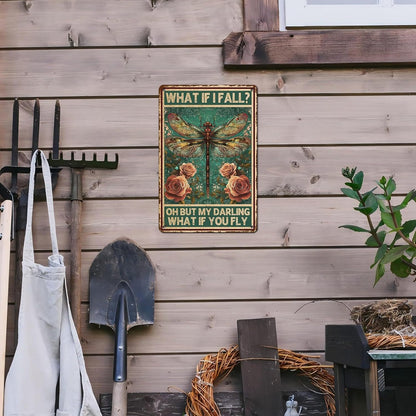 Vintage Tin Sign What If You Fly Tin Sign Metal Wall Decor for Home Office Kitchen Bar Cafe Garden Wall Decor 12 * 8inch