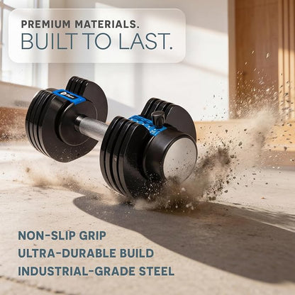 LifePro Adjustable Dumbbells, Single or 2pcs, Up to 55 lbs & 3-in1 option | Quick-change weight system with included rack — available in options from 2.5 to 55 lbs for every fitness level