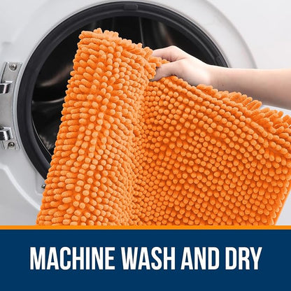 OLANLY Large Bathroom Rugs 40x32, Extra Soft Absorbent Chenille Bath Rugs, Rubber Backing Quick Dry, Machine Washable Bath Mats for Bathroom Floor, Tub and Shower, Home Decor Accessories, Orange