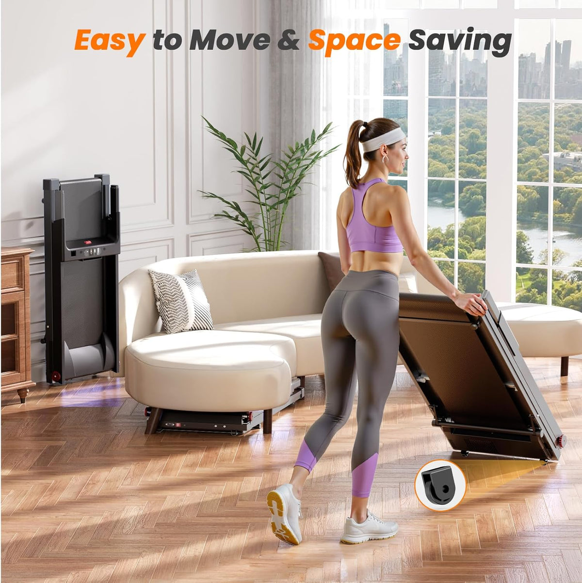 Treadmills for Home, 4-in-1 Foldable Treadmill with Incline, 300 LBS Capacity Running Treadmills for Home Small Spaces with Handles, 3.0 HP Folding Treadmill with Smart APP