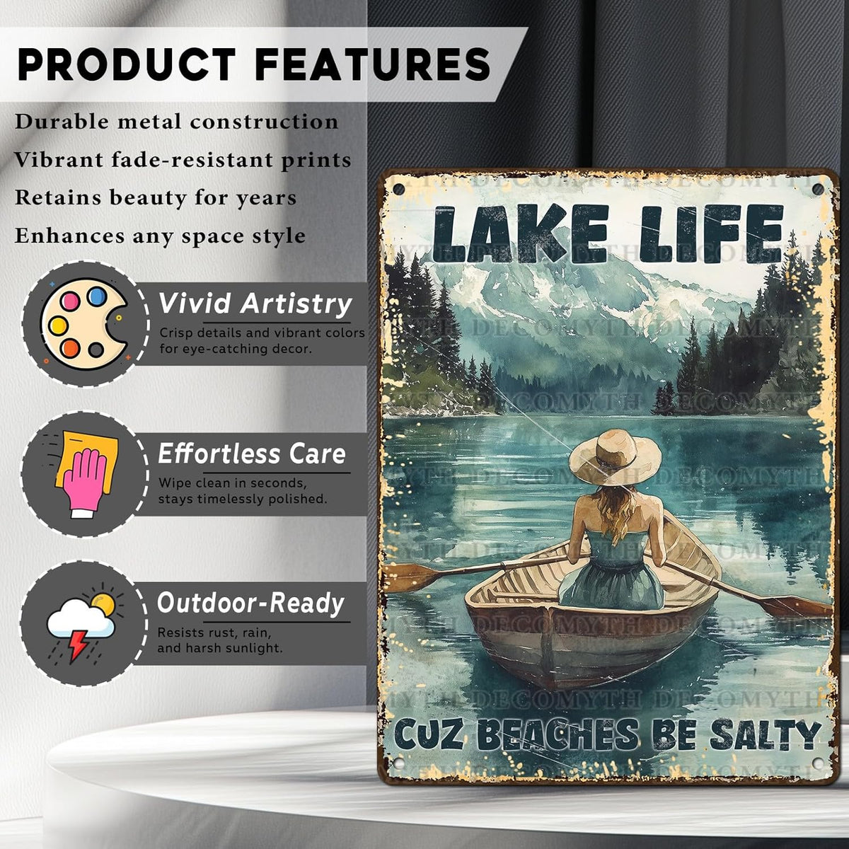 Vintage Lakehouse Tin Sign Lake Life Cuz Beaches Be Salty Retro Wall Decor Nostalgic Art Funny Metal Poster Indoor Store Cafe Toilet Kitchen Garden Plaque Bar Pubs Man cave 12 * 16inch
