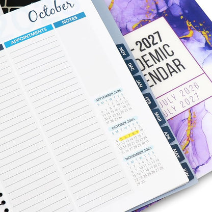 RE-FOCUS THE CREATIVE OFFICE, 2026-2027 Academic Calendar, Monthly and Weekly Views with Time Slots, To-Do List (Black)