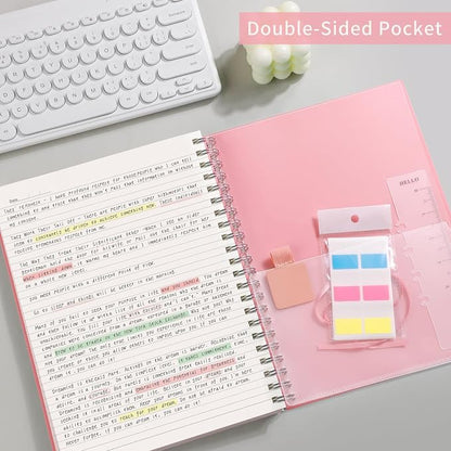 AHGXG Spiral Journal Notebook - College Ruled Notebook 8.5" x 11", 300 Pages Thick Journal for Women, 100GSM Thick Paper, Plastic Hardcover A4 Journal for Writing Work School Supplies, Pink