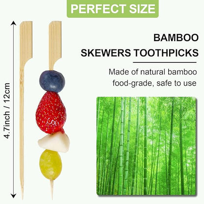 1200 PCS Bamboo Skewers for Appetizers 4.7 Inch Paddle Wooden Kabob Skewers Bamboo Cocktail Toothpicks Skewer Sticks for Appetizers Drinks Fruit Kababs Charcuterie Party