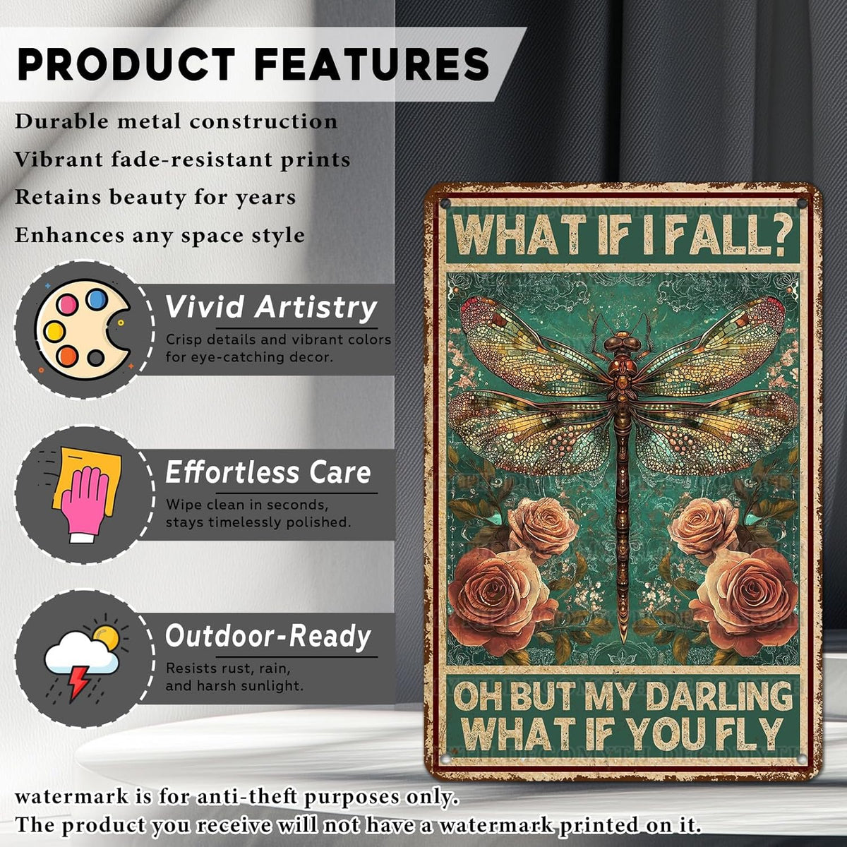 Vintage Tin Sign What If You Fly Tin Sign Metal Wall Decor for Home Office Kitchen Bar Cafe Garden Wall Decor 12 * 8inch
