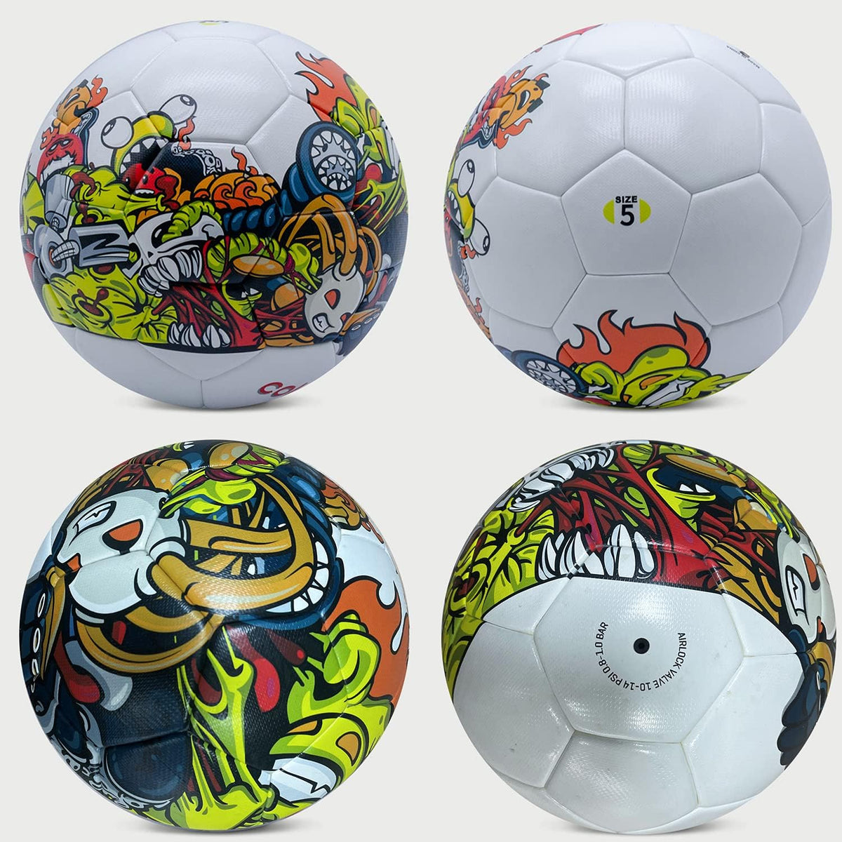SHOKE Soccer Ball Size 5 Graffiti Cartoon Surface 32 Panels Slip Resistant Recreation Practice Soccer Ball, Outdoor & Indoor Cartoon Soccer Balls for Youth Girl and Adult