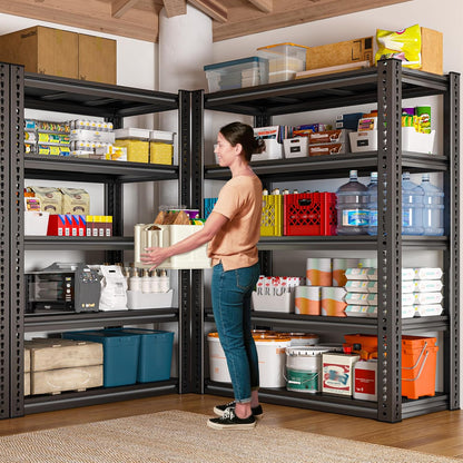 REIBII Garage Shelving Load 2000 LBS, Adjustable 5-Tier Storage Shelves, Metal Shelving Units and Storage Rack Shelf for Garage, Basement, Kitchen, 32" W x 17" D x 72" H, Black