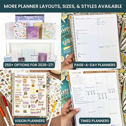 bloom daily planners 2026-2027 Planner - Academic Year (July 2026 - July 2027) Monthly & Weekly Soft Cover Planner for Women - 13 Month Inspirational Agenda Book with Stickers - 5.5" x 8.25" - Boho Greenery