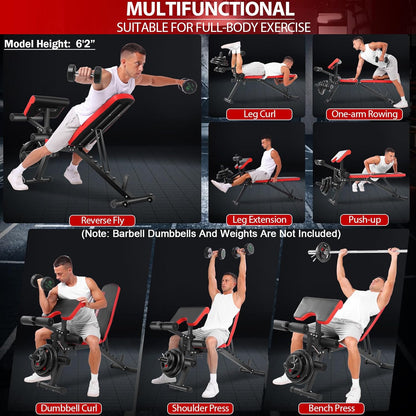 OPPSDECOR Adjustable Weight Bench with Leg Extension, Leg Curl - 800 LBS Heavy Duty Workout Bench for Home Gym - Preacher Curl, Flat, Incline, Decline Sit Up - Full Body Workout