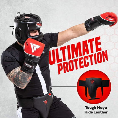 RDX Groin Protector for Boxing, Muay Thai, Kickboxing and MMA Training, Maya Hide Leather Abdo Gear for Martial Arts , SATRA Approved Abdominal Guard for Karate and Taekwondo