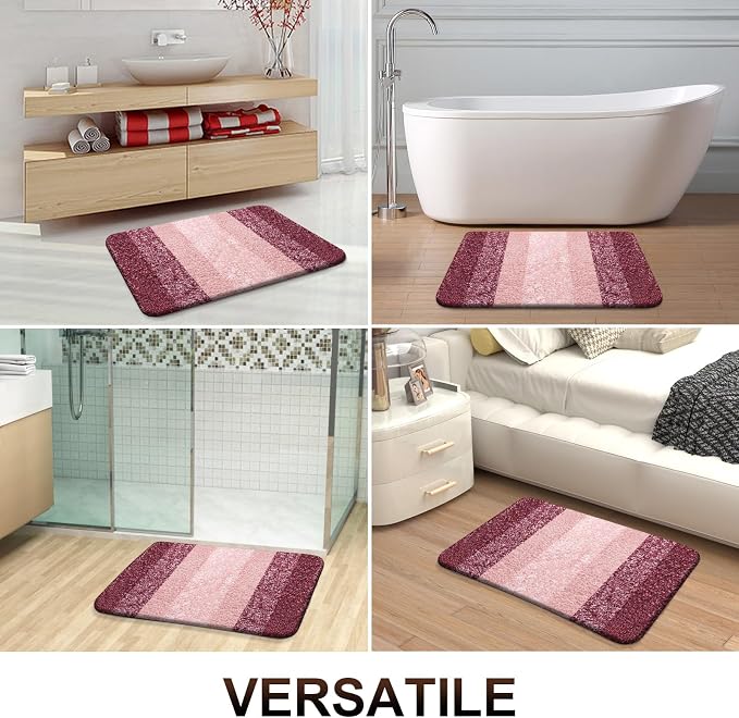 OLANLY Bathroom Runner Rugs Mat 59x24, Extra Soft Absorbent Microfiber Bath Rugs, Rubber Backing, Quick Dry, Washable Long Bath Mats for Bathroom Floor, Tub and Shower, Home Decor Accessories, Red