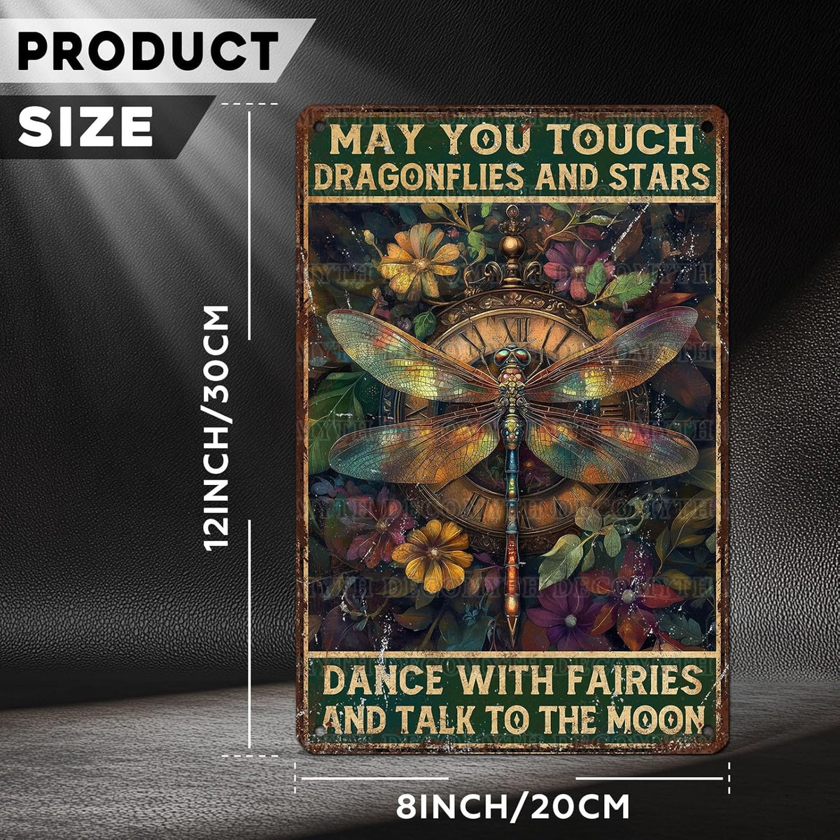 Vintage Dragonfly Tin Sign May You Touch Dragonflies And Stars Dance With Fairies And Talk To The Moon Retro Metal Poster Funny Wall Art Cafe Toilet Farm Room Garden Plaque Outdoor 12 * 8inch