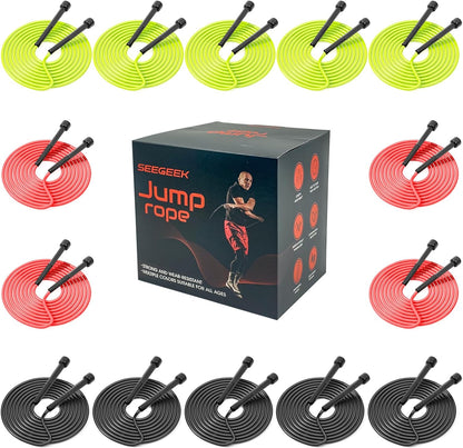 14 Pack Adjustable PVC Jump Rope for Cardio Fitness - Versatile Jump Rope for Women Men Kids Christmas Gift -Tangle-Free for Keeping Fit, Training, Workout
