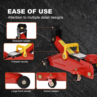 Aain AA095 2 Ton Hydraulic Floor Jack,Low Profile Hydraulic Trolley Service/Floor Jack,Lifting Range 5.7"-13", Red