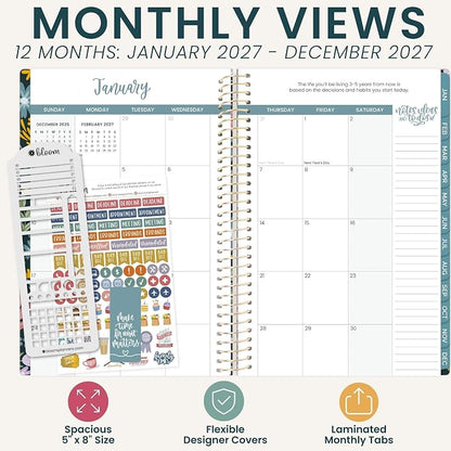 bloom daily planners 2027 Planner (January - December 2027) - Weekly & Monthly Softcover Planner for Women - Calendar Year Inspirational Agenda Book with Stickers - 5.5" x 8.25" - Be Kind