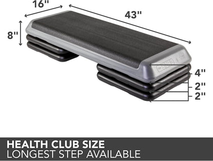 The Original STEP Exercise Step Platform, Health Club Size Stepper for Exercise at Home with 4 Stackable Risers for Height Adjustments