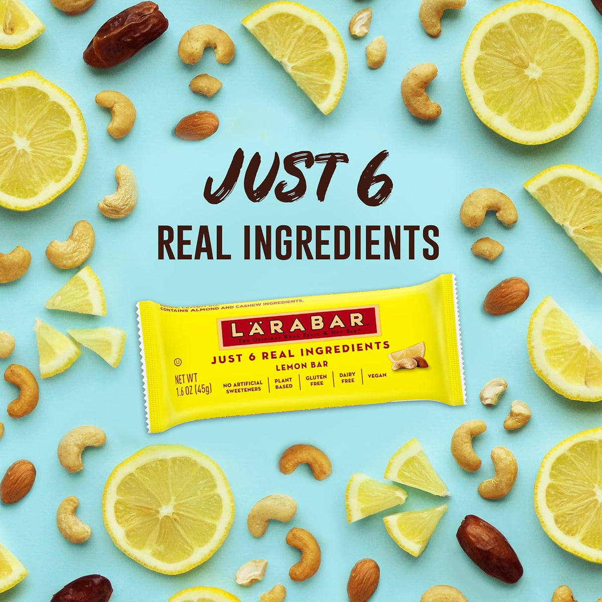 Larabar Lemon Bar, Gluten Free Vegan Fruit & Nut Bar, 1.6 oz Bars, 16 Ct