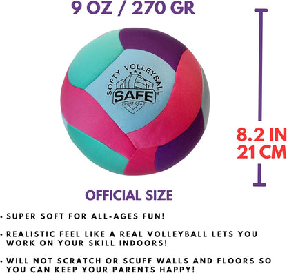 Softy Volleyball - Super Soft Designed for Pain-Free Play - Awesome Kids Indoor Ball with a Realistic Feel and Bounce - Perfect Ball for House