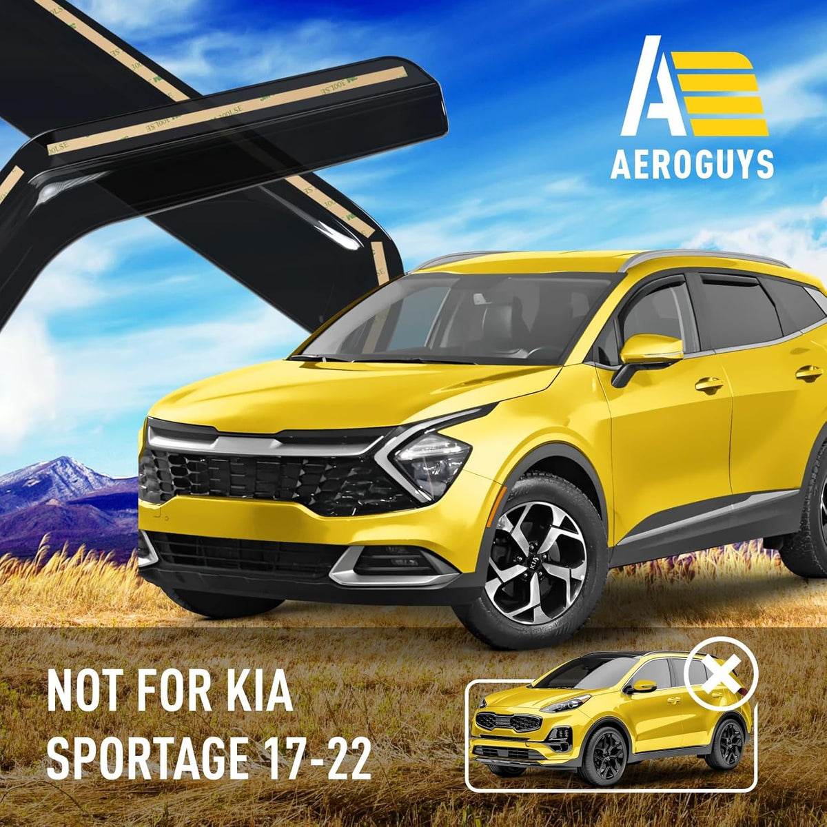 Extra Durable Window Deflectors in-Channel Window Visors Rain Guards Fit for Kia Sportage 2023-2025, Sun Visors, Wind Vent for Shades, Exterior Car Accessories - 4 pcs. AG0860