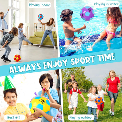 HyDren 6 Pcs Soccer Ball with Pump Colorful Official Soccer Ball for Kids Youth Adult Indoor Outdoor Soft Sport Gift for Training Practice Game