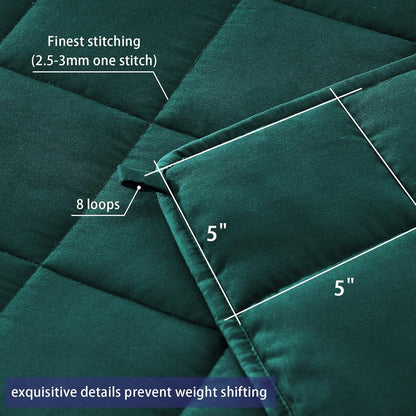 yescool Weighted Blanket for Adults (18 lbs, 60" x 80", Dark Green) Cooling Heavy Blanket for Sleeping Perfect for 170-190 lbs, Queen Size Breathable Blanket with Premium Glass Bead, Machine Washable