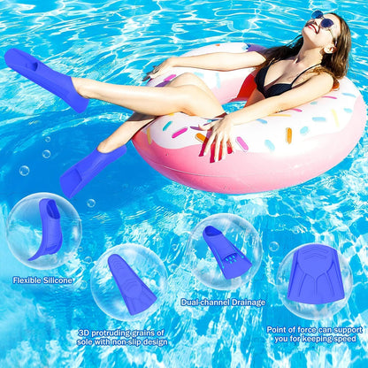 Gintenco Swim Fins, Kids Swim Training Fins for Lap Swimming, Travel Size Flippers with Mesh Bag, Silicone Swimming Fins for Kids Teens Adults Women Men