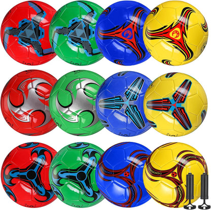 12 Pcs Soccer Balls for Teen Adult Bulk Deflated Soccer Ball with Pump Size 5 Indoor Outdoor Training Practice for School Sports Game Birthday Gifts Party Back to School