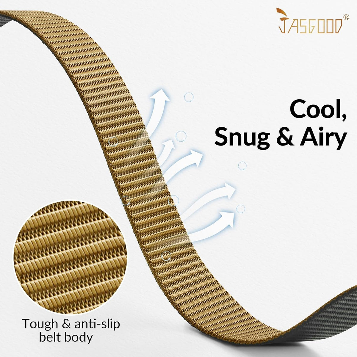 JASGOOD Nylon Canvas Breathable Military Tactical Men Waist Belt With Plastic Buckle
