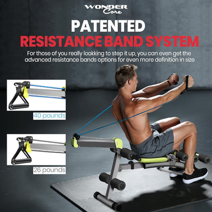 WONDER CORE 2 Total Gym Machine, Ab Workout Equipment, Adjustable Ab Machine for Stomach Workout, Sit Up Exercise Equipment for Home Workouts, Abdominal Trainer, Ab Lounger Exercise Chair