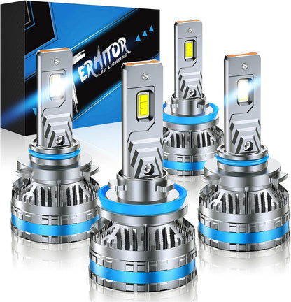 FAHREN H11 9005 Fog Light Bulb Combos, 240W 10,0000LM Lighting Bulb With Fan, 6500K Cool White, IP68 Waterproof, 1:1 Size Plug and Play, Pack of 4