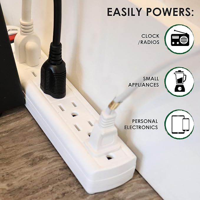 Digital Energy 6-Outlet Surge Protector Power Strip with 25-Ft Long Extension Cord, White, ETL Listed, UL Standard