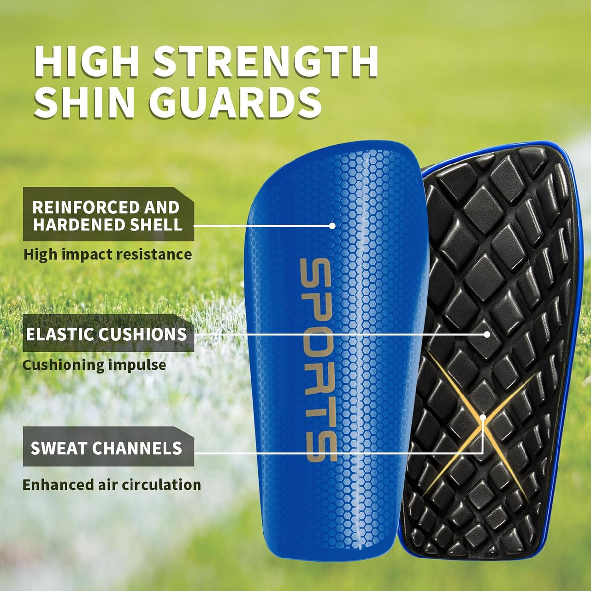 Soccer Shin Guards for Kids Youth Adults - Shin Pads and Sleeves with Optimized Insert Pocket for Boys Girls Men Women for Football Games - Protective Soccer Equipment